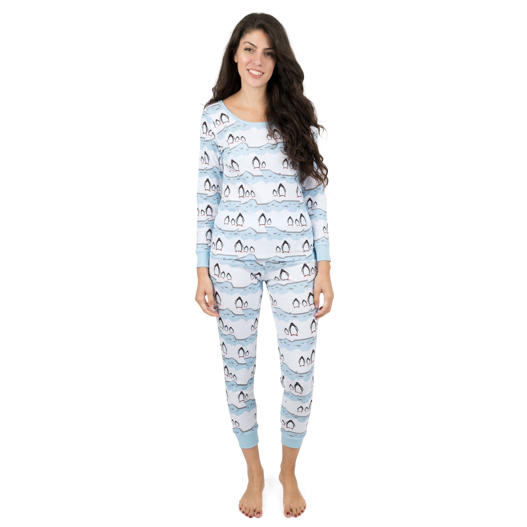 Christmas Damen zwei Stück Baumwolle Pyjama Pinguin