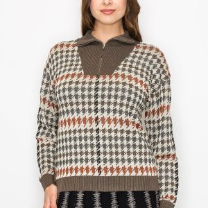 Autumn Houndstooth Strickpullover 7832986648636