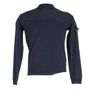 Stone Island Longsleeve Kompasspullover aus marineblauer Baumwolle