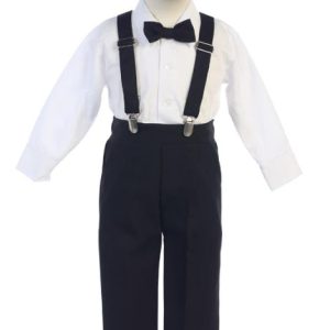 kleine Jungen schwarz verstellbar Clip-on Hosenträger Hut Set 2T-7