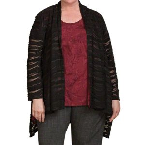 Textured Shawl Collar Jacki Wave Jacke – plus Größe in schwarz