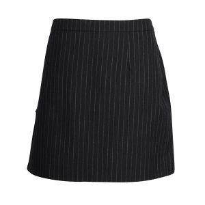 Saint Laurent Pinstriped Minirock aus schwarzer Wolle 7703688839228