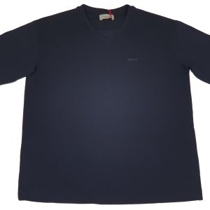 Bally 6301168 Herren Marine blaue Baumwolle V-Ausschnitt Logo T-Shirt 7706097942588