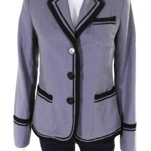 Marc Jacobs Damen Baumwolle geknickt Kragen Knopf nach oben Blazer Jacke grau – 7833570574396