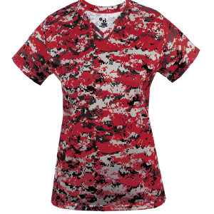 Badger Damen-Digital-T-Shirt mit V-Ausschnitt