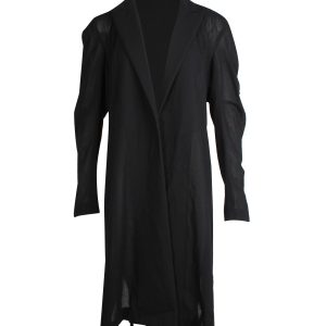 Yohji Yamamoto Langmantel aus schwarzer Wolle 7703677042748