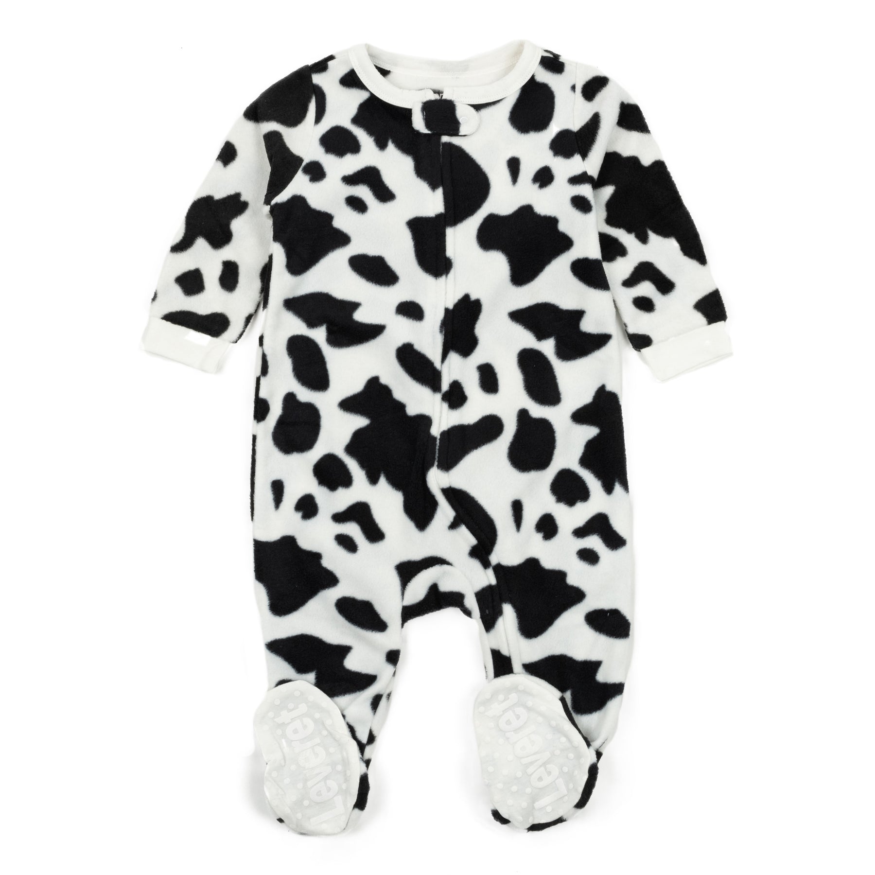 Kinder Fußfleece Pyjamas Kuh schwarz