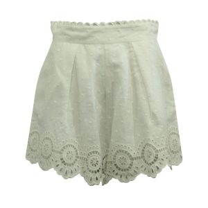 Zimmermann Bellitude Scallop Shorts aus weißem Leinen 7766513942588