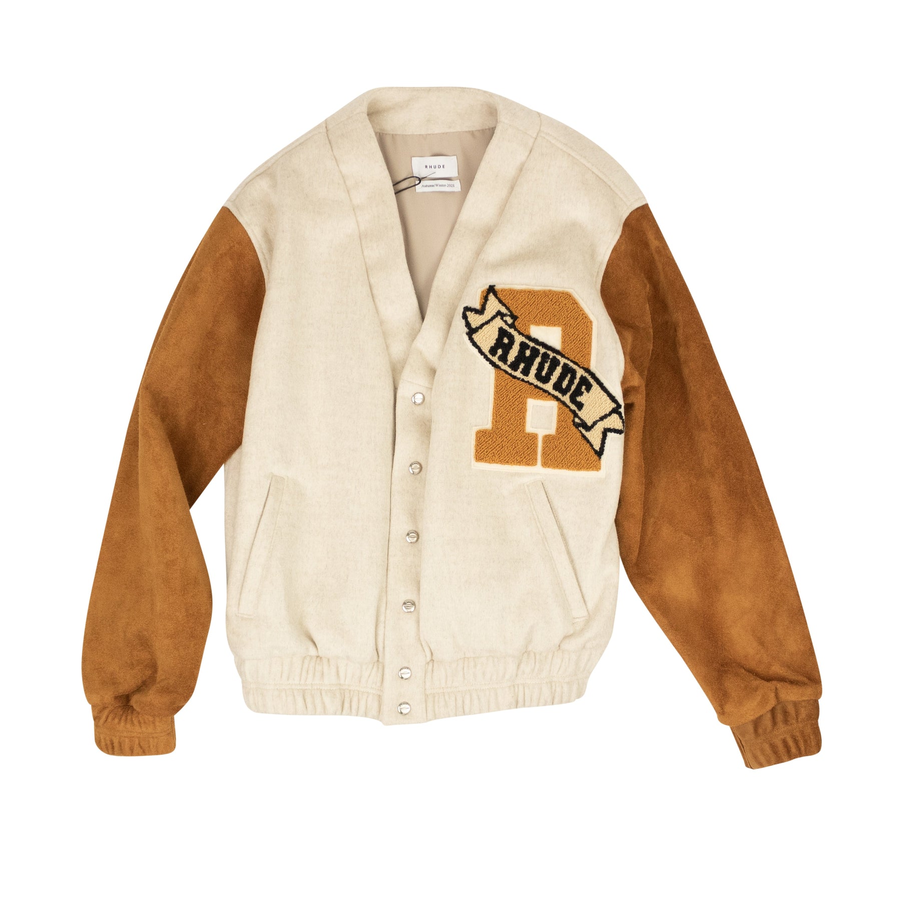 Beige-brauner Strickjacke-Bomber
