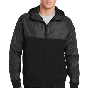 Sport-Tek Herren geprägte Hybrid-Kapuzenjacke mit durchgehendem Reißverschluss JST50