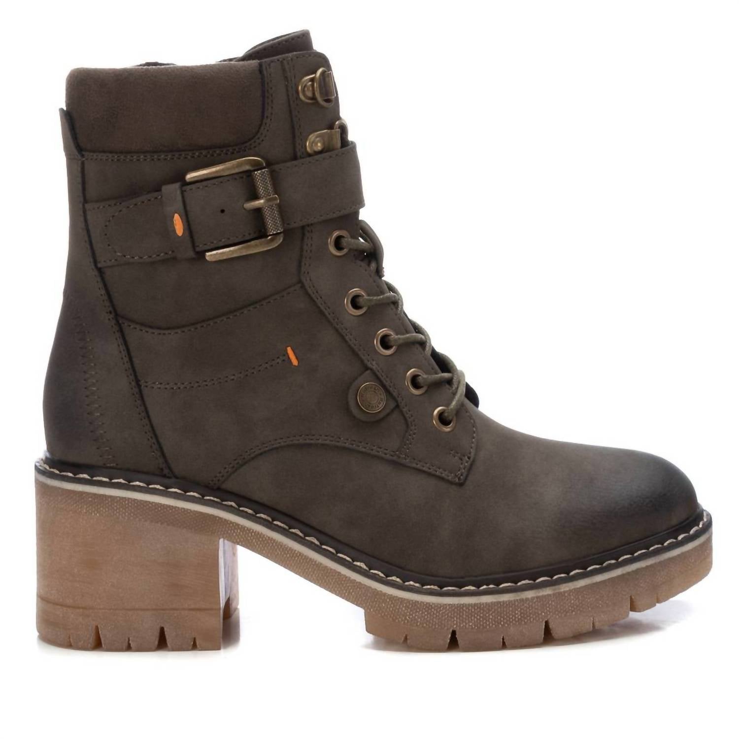 Damen-Stiefeletten im Combat-Stil in Kakhi – 7803891875900