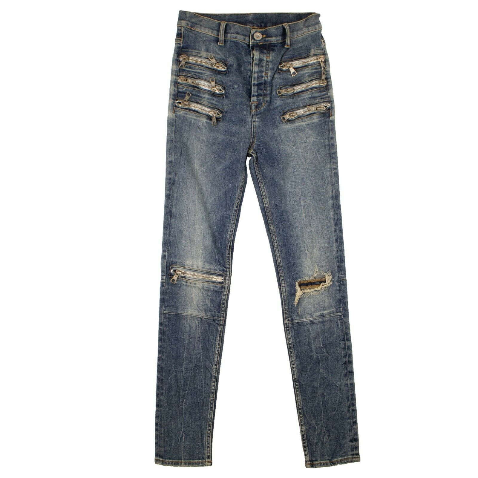 Unravel Project Triple Zip Skinny Fit Jeans – blau
