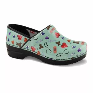 Damen intelligente Schritt professionelles Clog in gedruckten Patent Teal 7764956479548