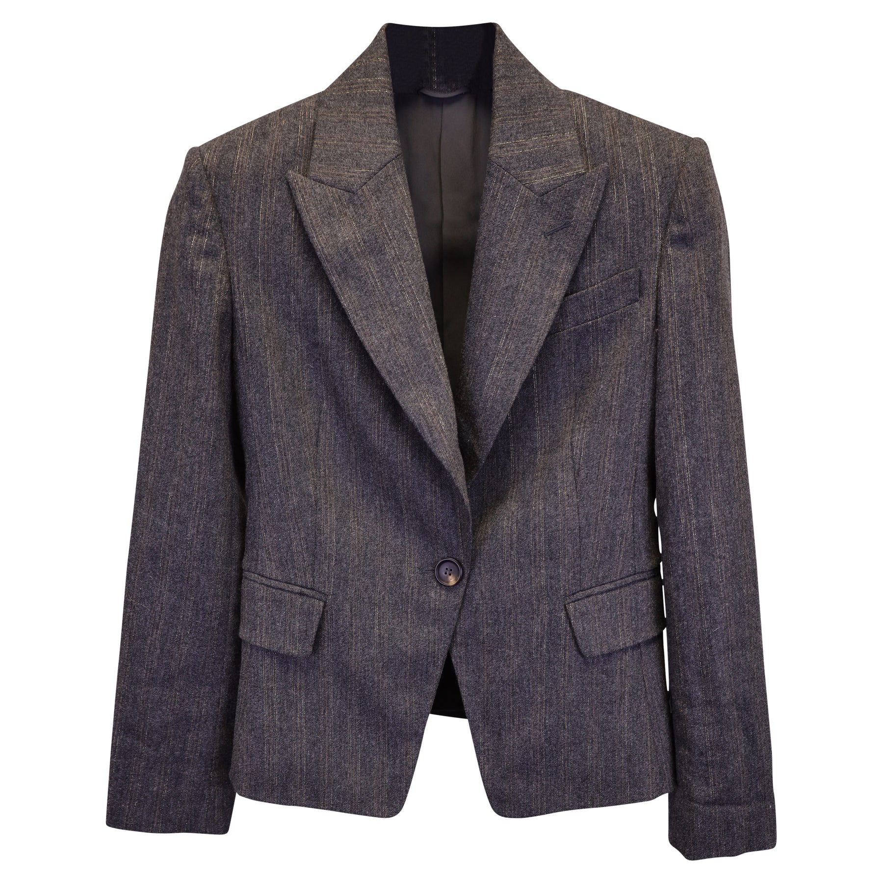Brunello Cucinelli Pinstripe Blazer Jacke aus grauer Wolle 7733742436412