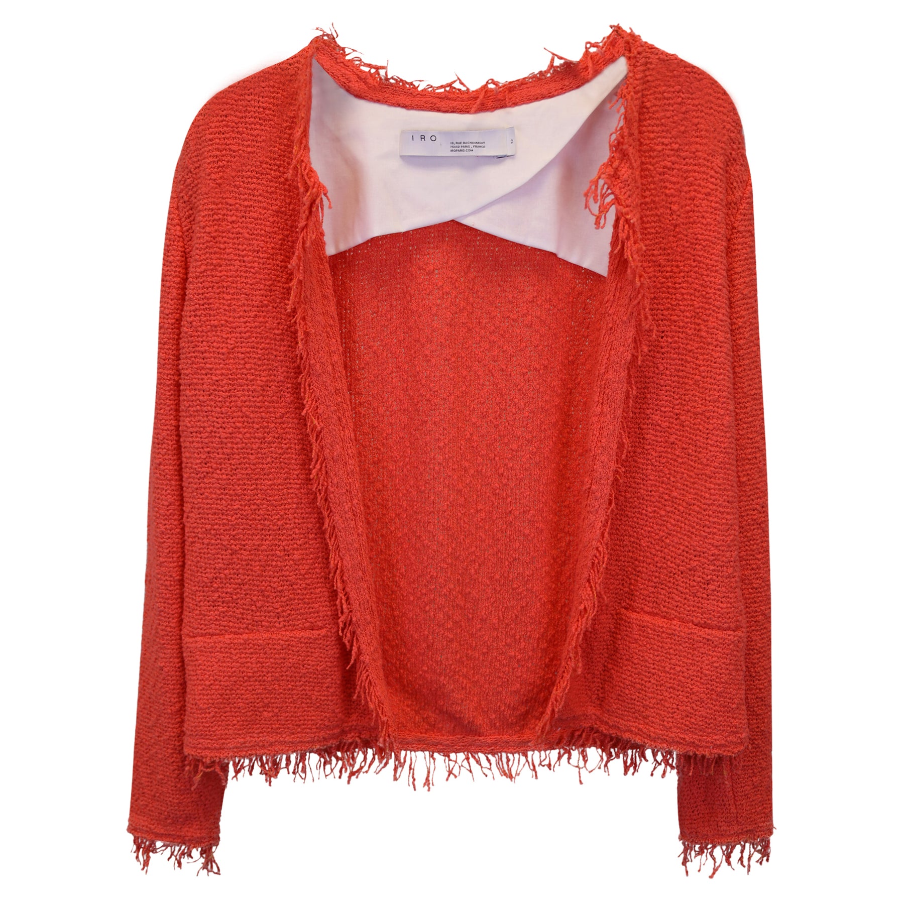 Iro Fringe Open Jacke in orangefarbenem Tweed 7748694638652