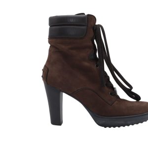 Tod’s Aspen Penny Lu Schnürstiefel mit Absatz aus braunem Wildleder