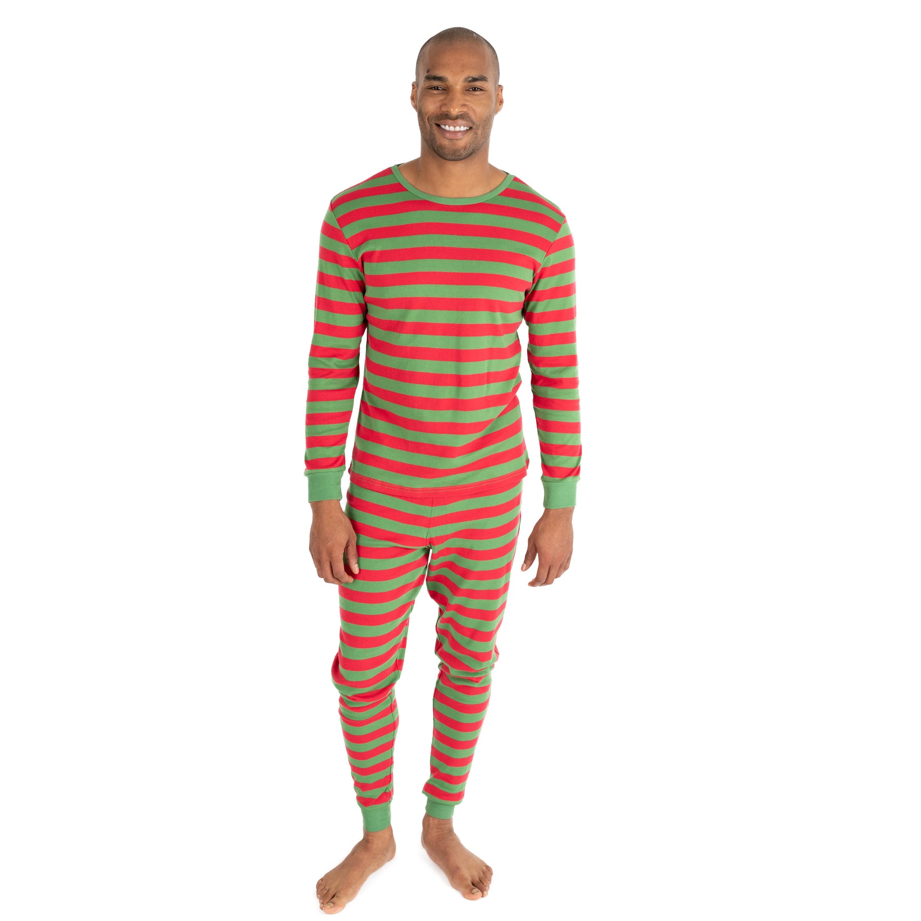 Christmas Herren zwei Stück Baumwolle Pyjama gestreift