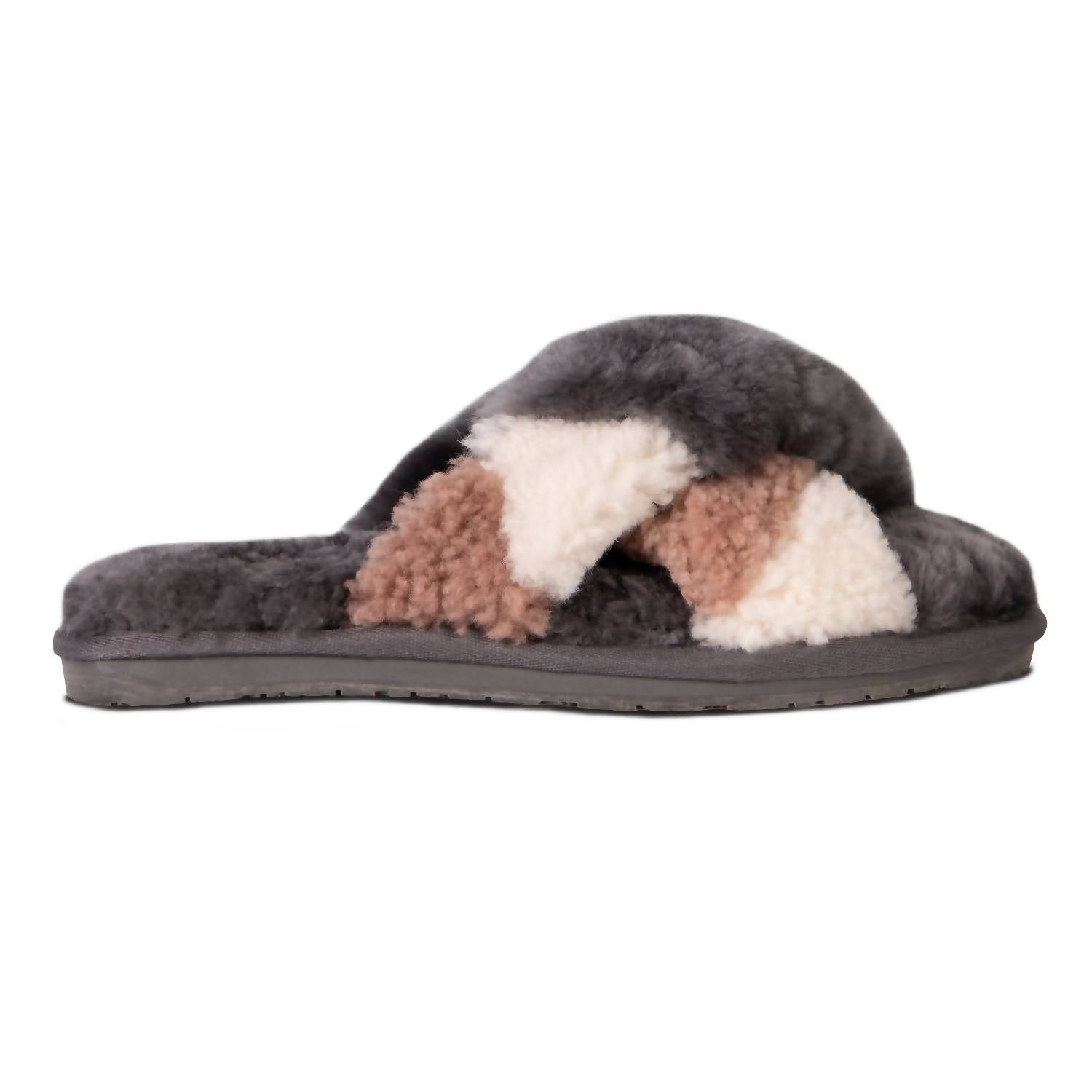 Damen Duo-Ton Emma Schaffell Slipper in grau/braun
