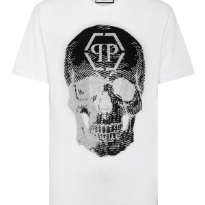 t-shirt rund Hals ss Schädel mit Kristallen