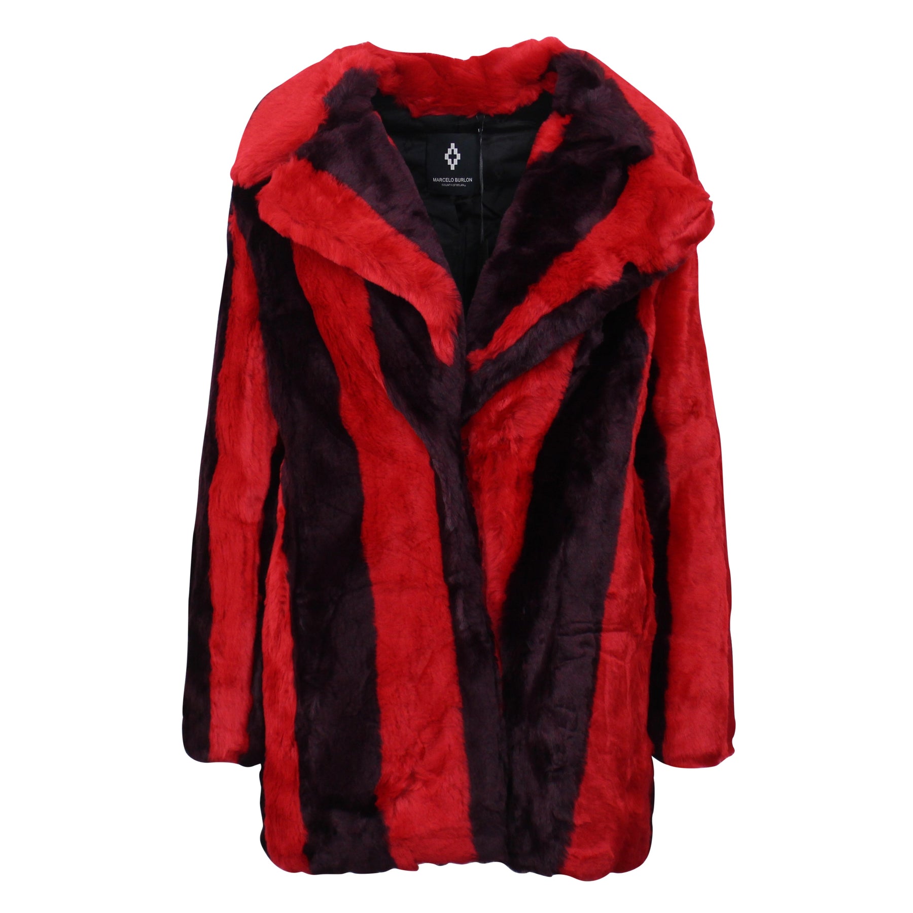 rot/lila Streifen gefälschte Pelzjacke