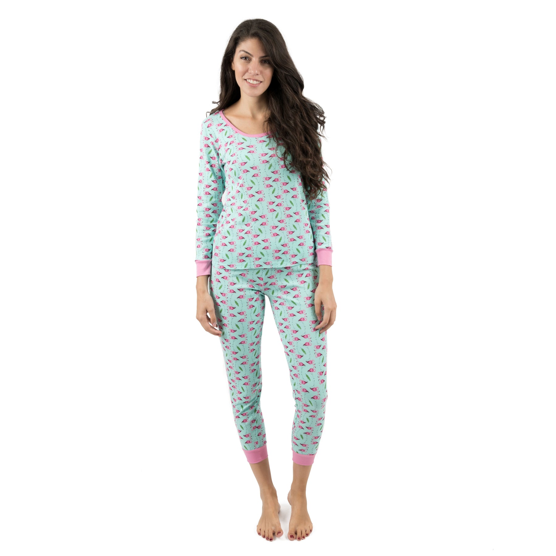 Damen zwei Stück Baumwolle Pyjamas Flamingo
