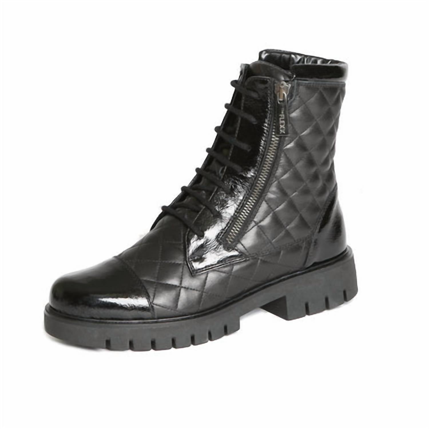 Damen Granger gesteppten Lederstiefel in schwarz – 7706230587452