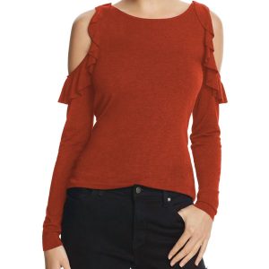 Tinkerbell Langarm Baumwolle Jersey Top in Rost