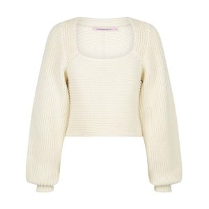 Damen bruna gerippten Pullover in Elfenbein