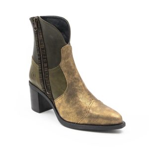 Twist Combo Heeled Stiefel in Gold/Oliven
