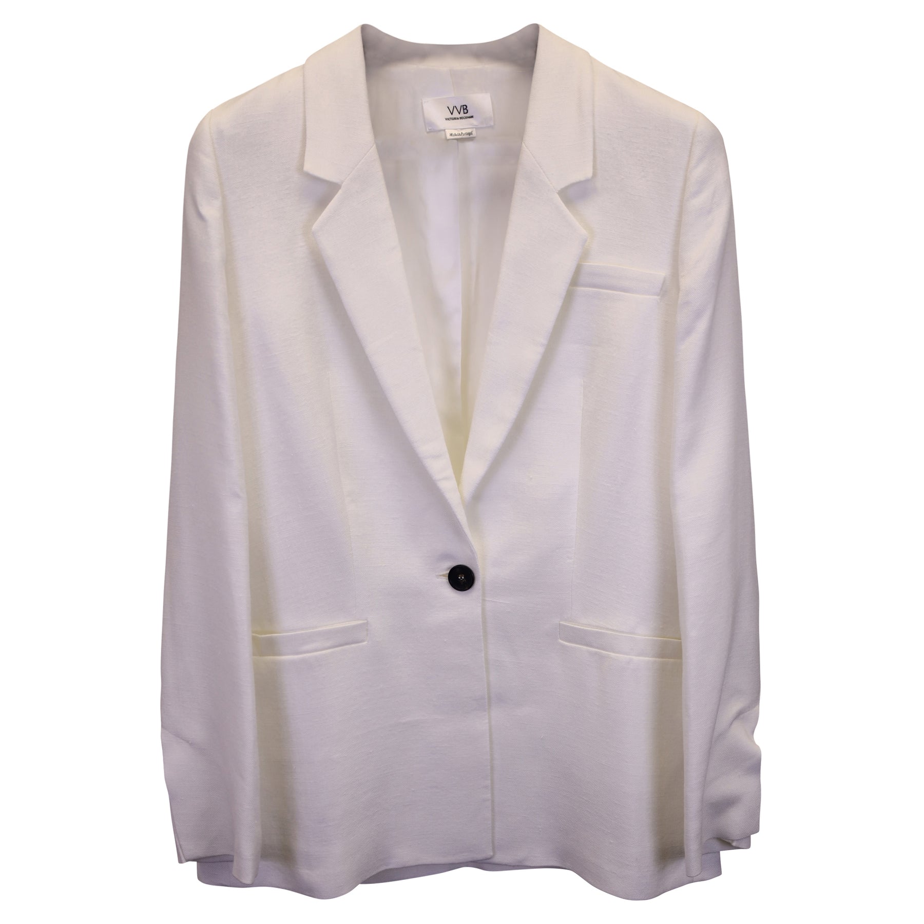 Victoria Beckham Single Breasted Blazer aus weißer Baumwolle 7733799583804