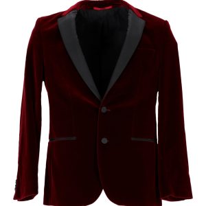 Hugo Boss schmale Passform Samtjacke aus burgunder Baumwolle 7748744609852