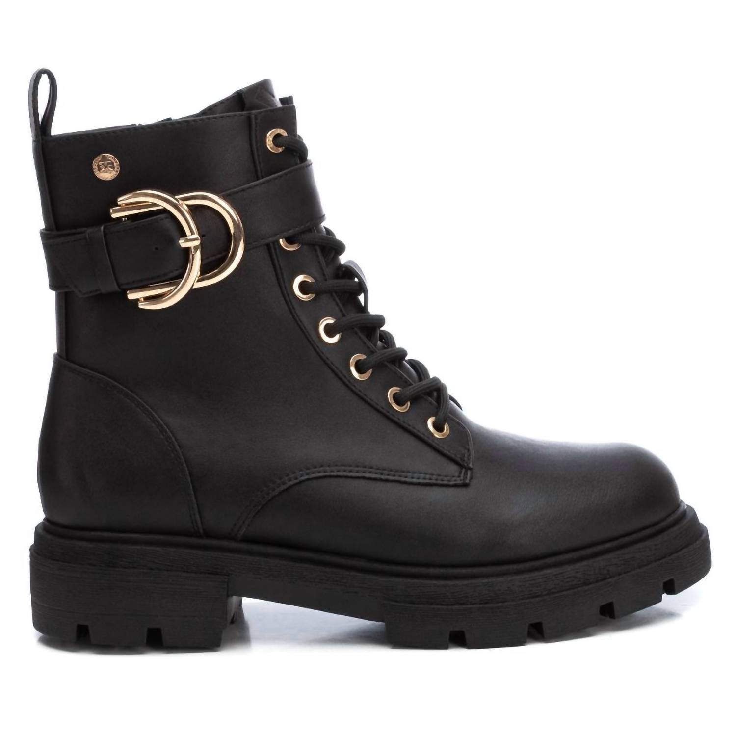Damen-Stiefeletten im Combat-Stil in Schwarz – 7764921614396