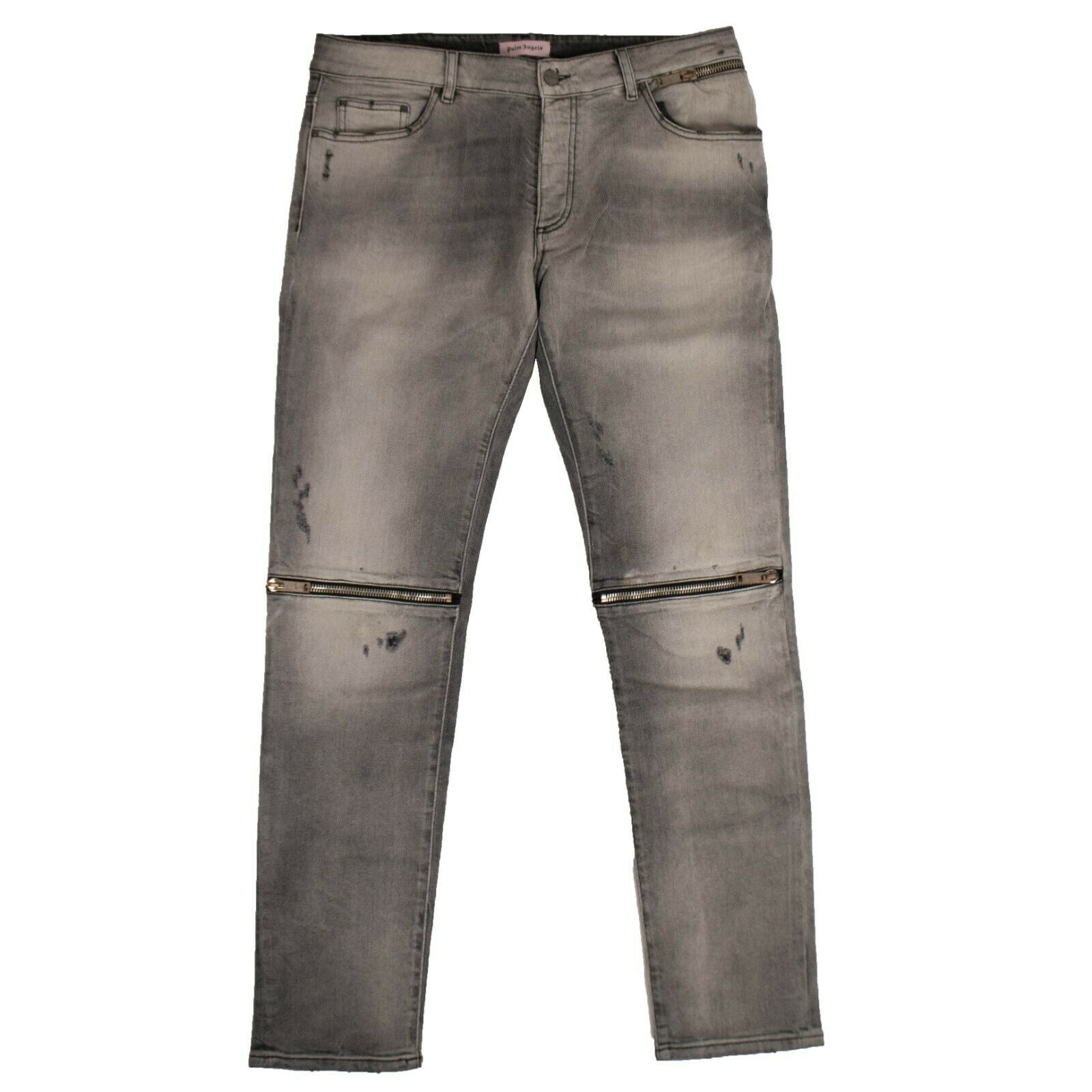 Schwarze, verblasste Röhrenjeans mit Reißverschluss für Herren