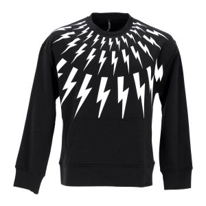 Neil Barrett Thunder Print Pullover aus schwarzer Baumwolle 7748912840764