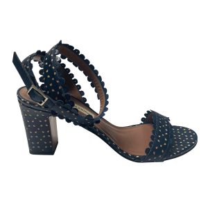 Tabitha Simmons Leticia perforierte Sandalen aus blauem Kalbsleder 7766537961532