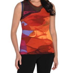 Print ärmellose Tank Top in Royal/Orange 7803843969084