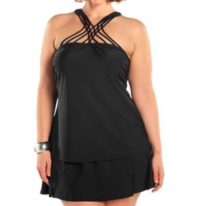 Siren Tankini-Oberteil in Übergröße mit passendem Tankini-Unterteil in Schwarz