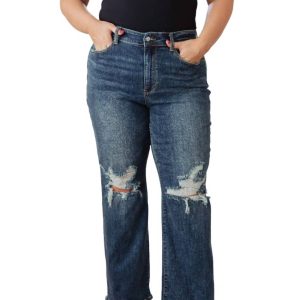 hoch oben 90 s gerade Jeans in dunkel waschen 7704767266876