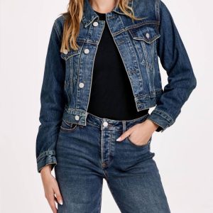 Abigail Classic Cropped Denim Jacke in mittlerer Waschung