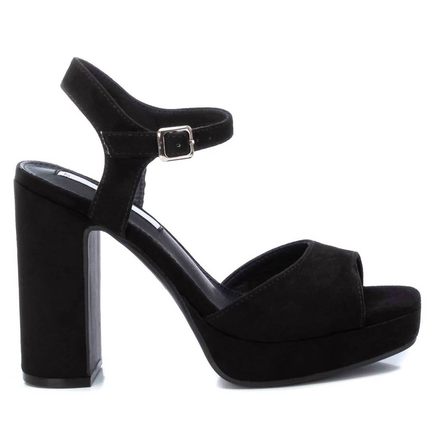 Damen Ferse Wildleder Sandalen in schwarz 7703571464252