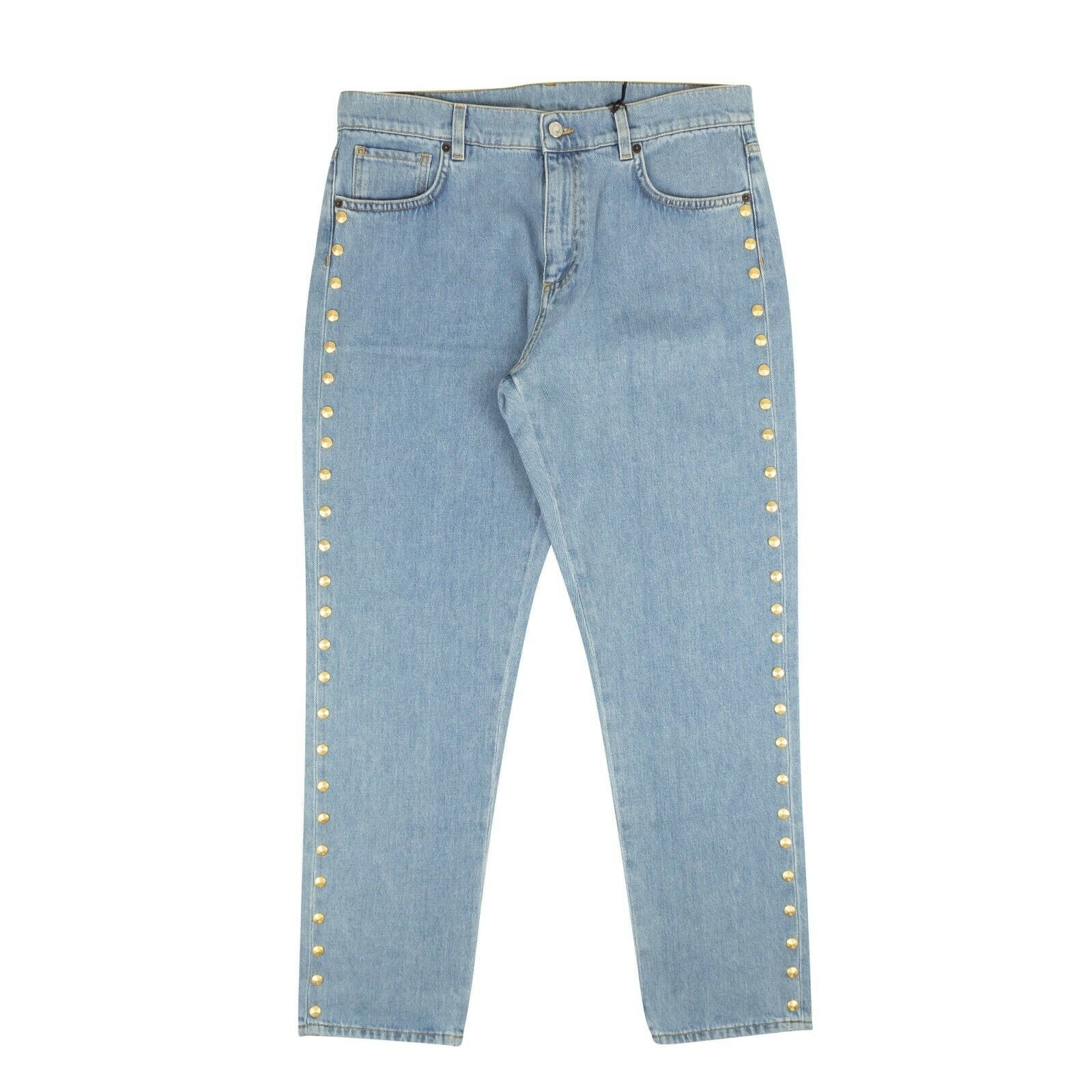95-MCR-1014/36 ZA0322_0520_1294 LIGHT WASH Moschino Couture Gold Nagelkopf Akzent Jeans