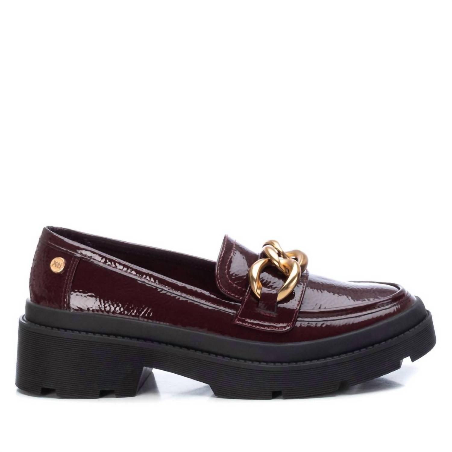 Damen Patent Leder Mokassins in Burgund 7764961165372