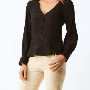 Hathaway Blouse With Embroidery in schwarz