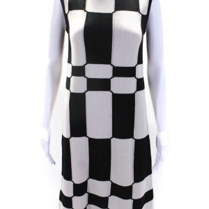 ‘S Max Mara Damen beige schwarz Dame Rundhalsausschnitt ärmelloses Tankkleid – 7833577521212
