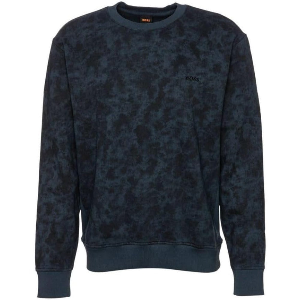 Hugo Boss Men s we_camoover bedrucktes Baumwoll-Sweatshirt, Marine