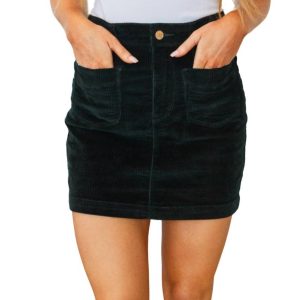 Corduroy Patch Pocket Rock in Smaragd 7704764317756
