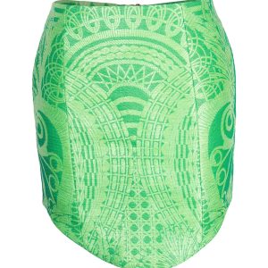 Balmain Jacquard Mini Bleistiftrock aus grünem Polyamid 7703708074044