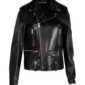 Saint Laurent Biker Jacke aus schwarzem Leder 7748693884988