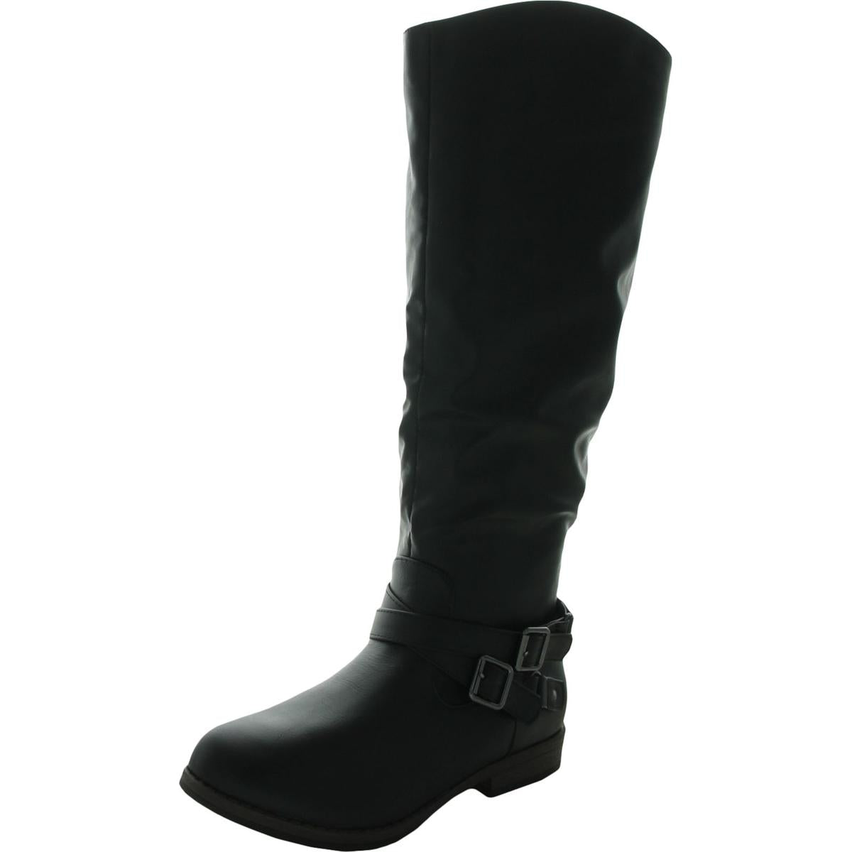 April Kniehohe Stiefel aus Kunstleder mit überkreuzter Vorderseite