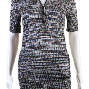Missoni Damen Kragen v Hals gestreift kurzen Ärmel Bluse oben multi 7833286443068